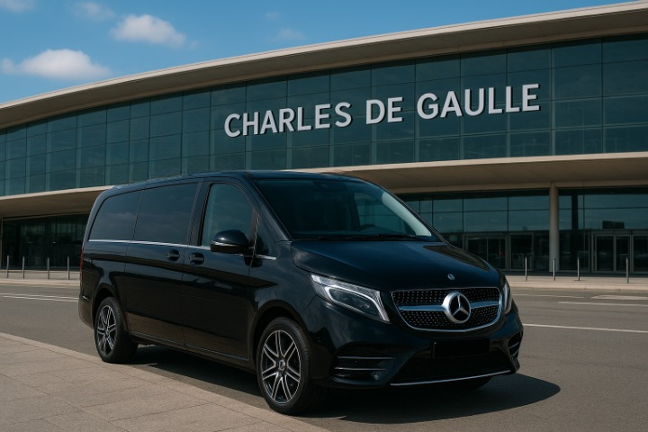Luxury taxi waiting at Charles de Gaulle Airport for Disneyland transfer Luxury taxi waiting for transfer to Disneyland Paris from CDG