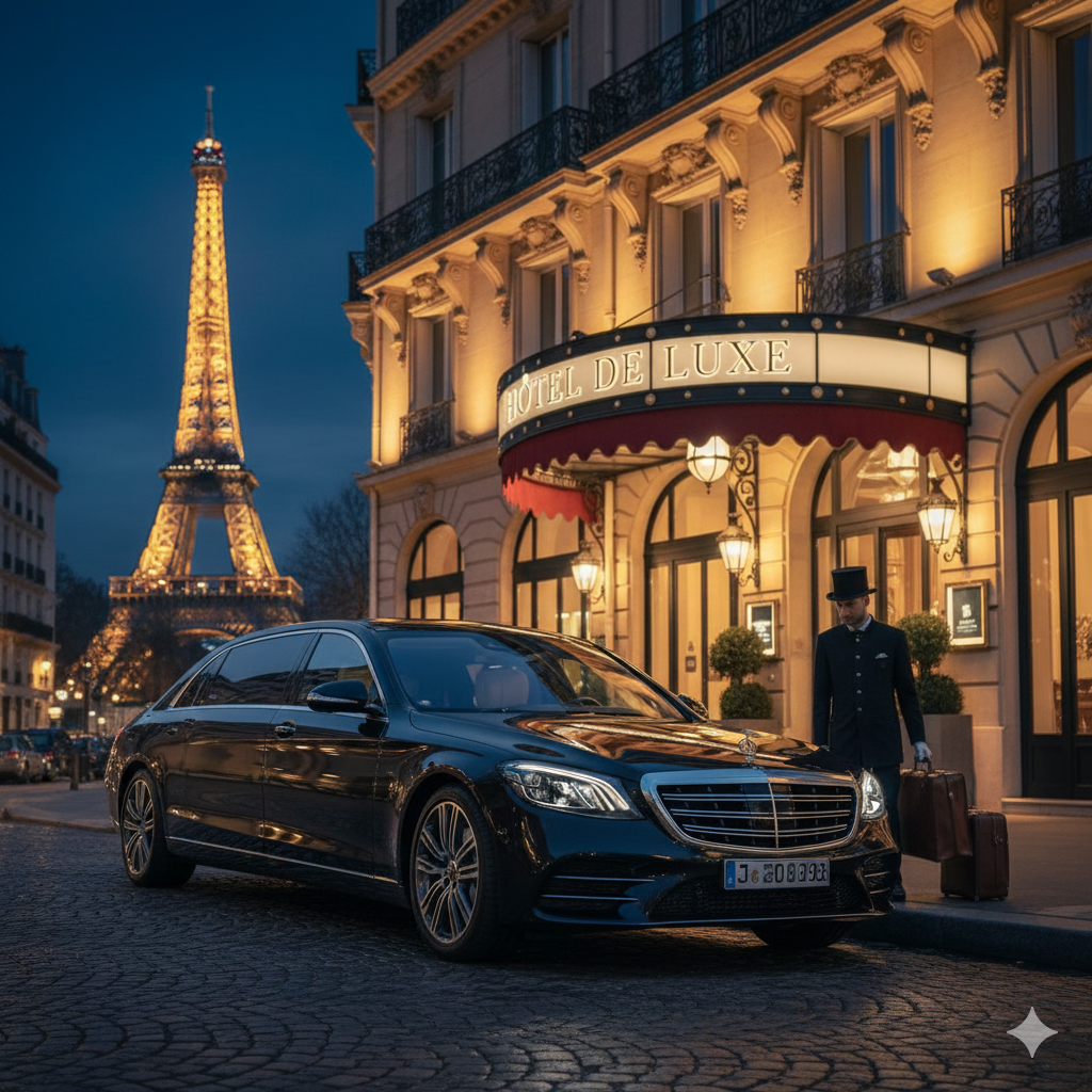 Luxury Car in front of Paris Hotel